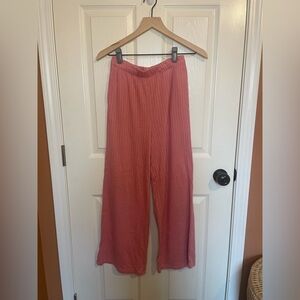 Roxy Pink Ribbed Wide Leg Lounge Pants